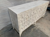 Solid Wood Hand Carved Large Sideboard White 180 cm